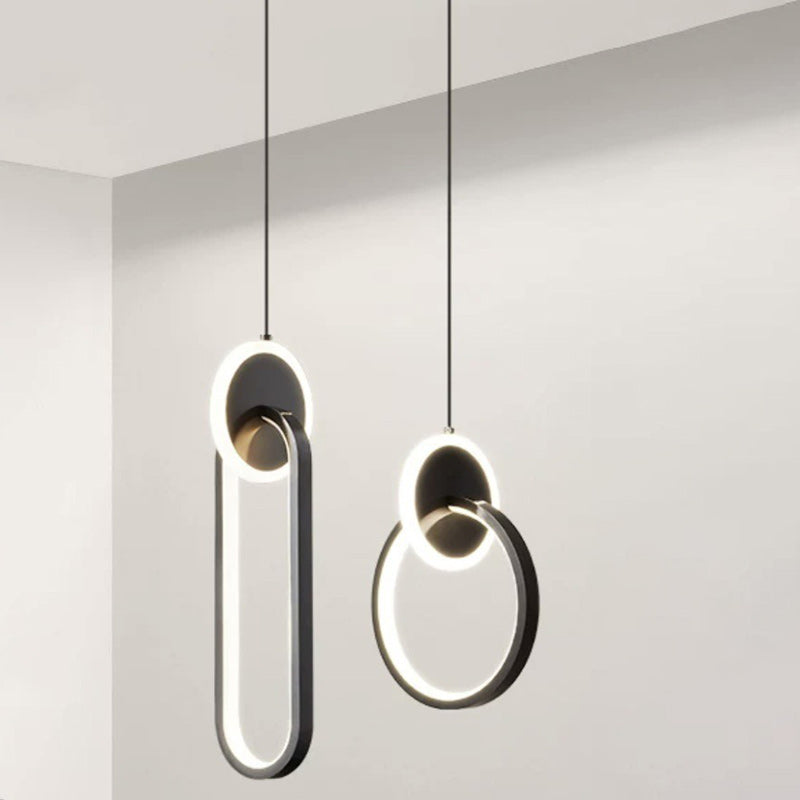 Modern Minimalist Aluminum Silicone & Acrylic Round Oval LED Chandelier For Bedroom, Living Room