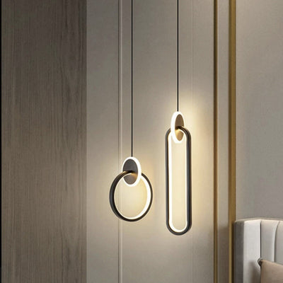 Modern Minimalist Aluminum Silicone & Acrylic Round Oval LED Chandelier For Bedroom, Living Room