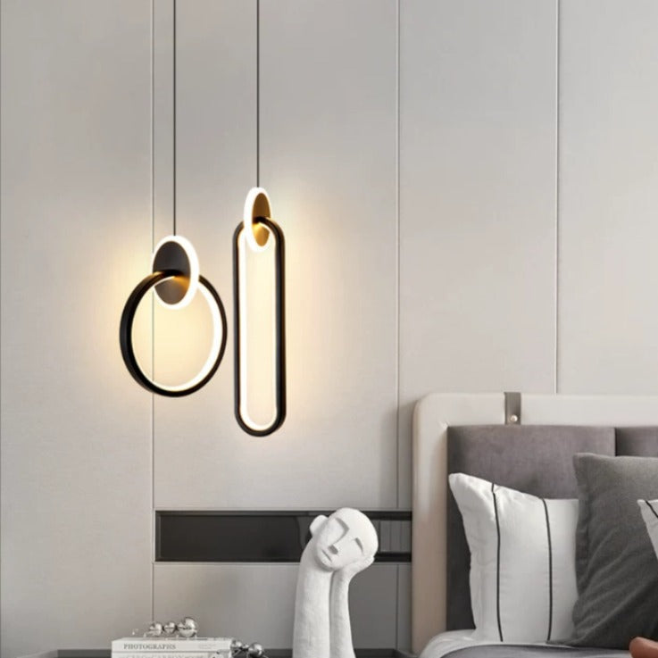 Modern Minimalist Aluminum Silicone & Acrylic Round Oval LED Chandelier For Bedroom, Living Room