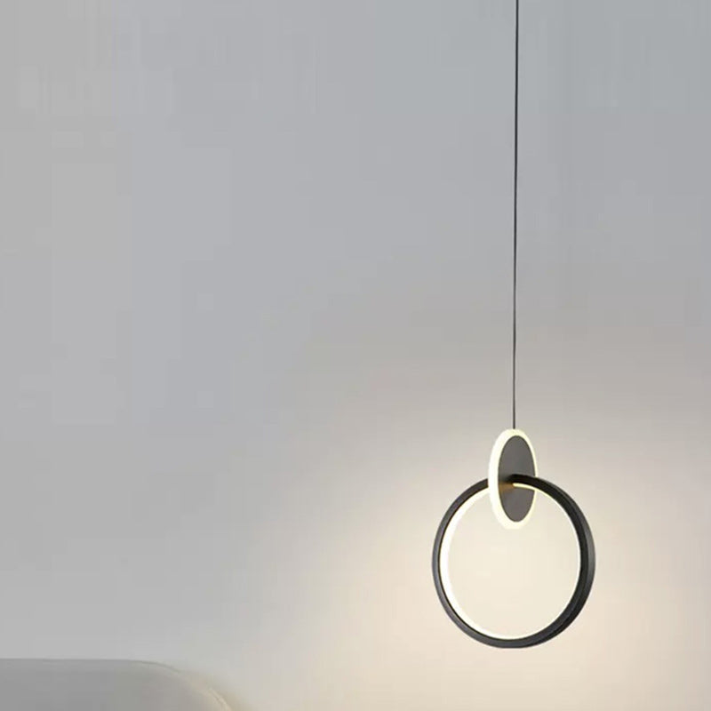 Modern Minimalist Aluminum Silicone & Acrylic Round Oval LED Chandelier For Bedroom, Living Room