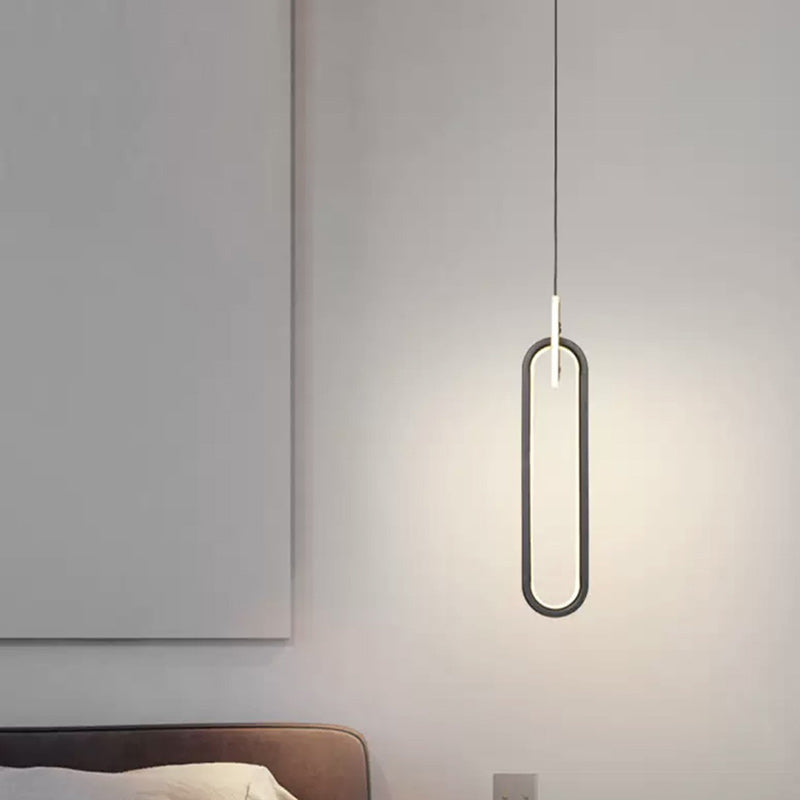 Modern Minimalist Aluminum Silicone & Acrylic Round Oval LED Chandelier For Bedroom, Living Room