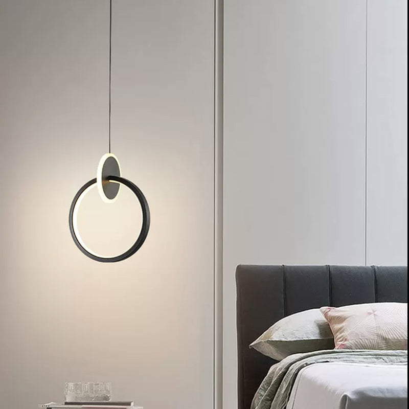 Modern Minimalist Aluminum Silicone & Acrylic Round Oval LED Chandelier For Bedroom, Living Room