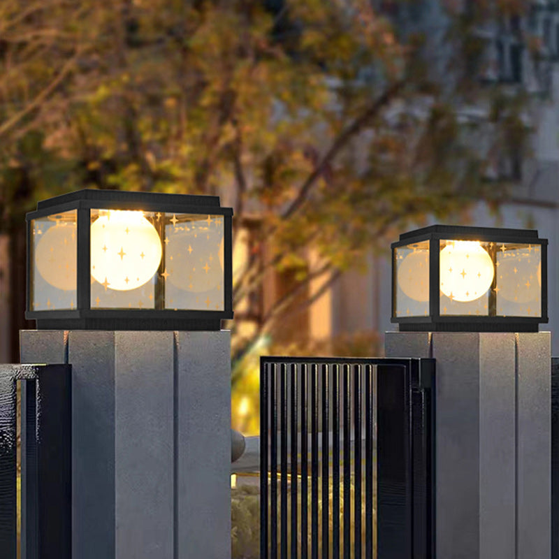 Modern Minimalist Aluminum &amp; Glass Solar Powered LED Square Outdoor Light For Garden &amp; Yard