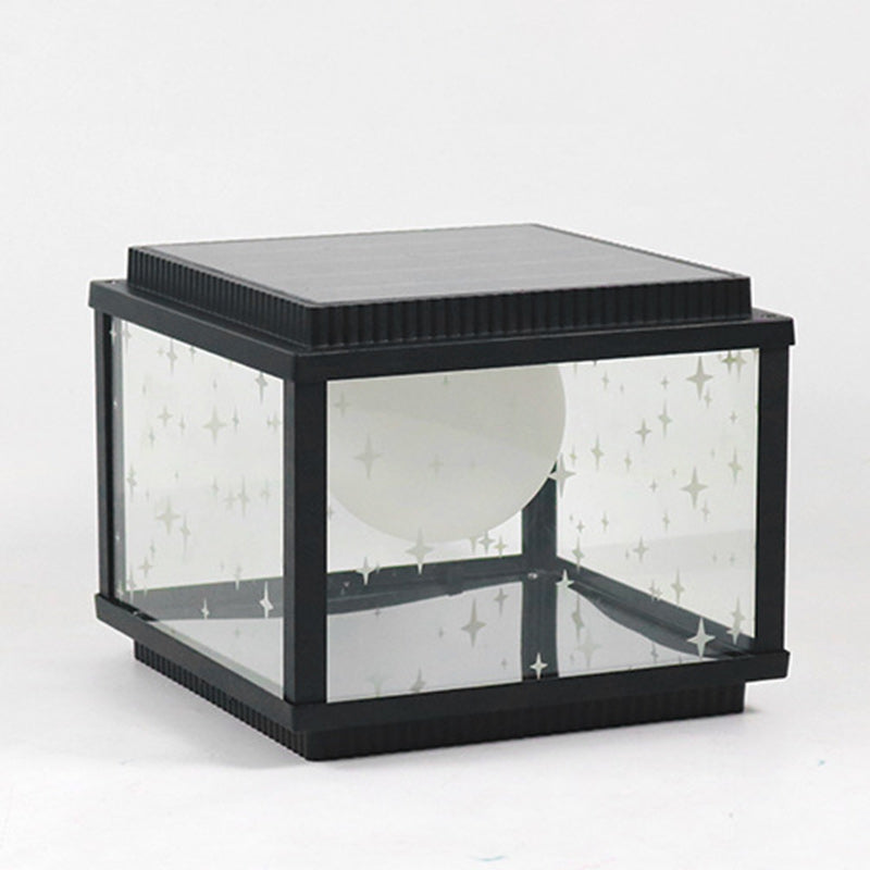 Modern Minimalist Aluminum & Glass Solar Powered LED Square Outdoor Light For Garden & Yard