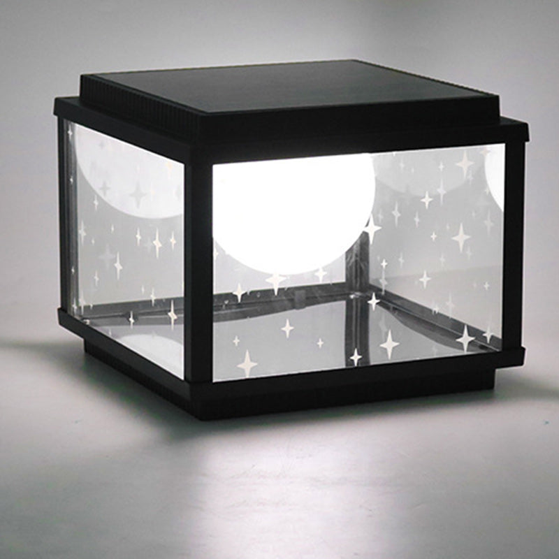 Modern Minimalist Aluminum &amp; Glass Solar Powered LED Square Outdoor Light For Garden &amp; Yard