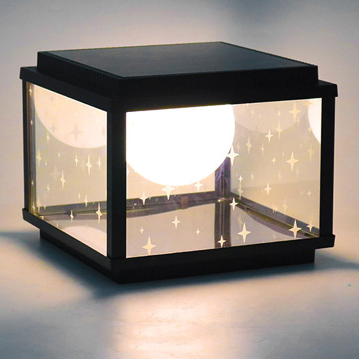 Modern Minimalist Aluminum &amp; Glass Solar Powered LED Square Outdoor Light For Garden &amp; Yard