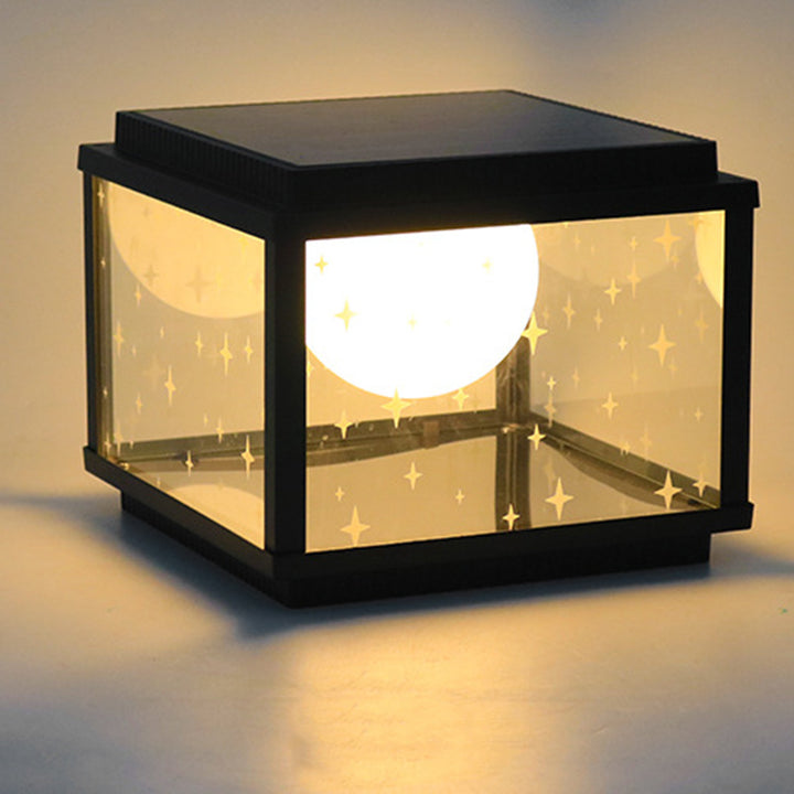 Modern Minimalist Aluminum &amp; Glass Solar Powered LED Square Outdoor Light For Garden &amp; Yard