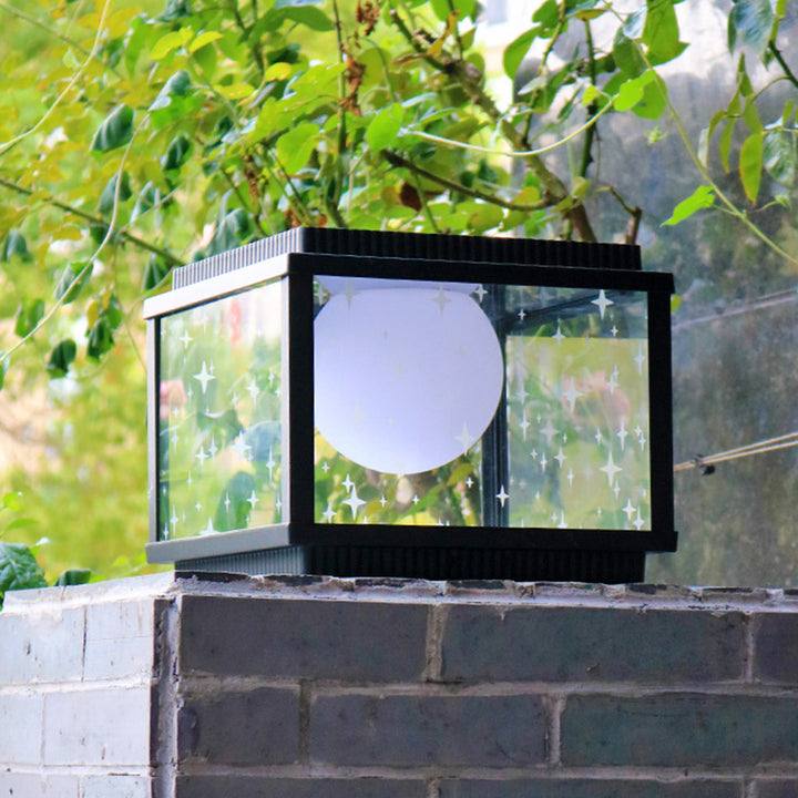 Modern Minimalist Aluminum &amp; Glass Solar Powered LED Square Outdoor Light For Garden &amp; Yard