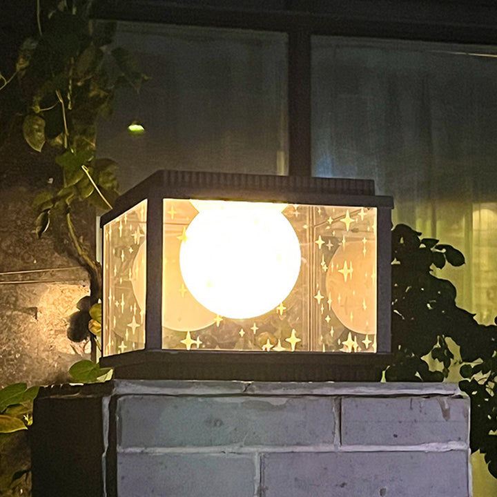 Modern Minimalist Aluminum &amp; Glass Solar Powered LED Square Outdoor Light For Garden &amp; Yard