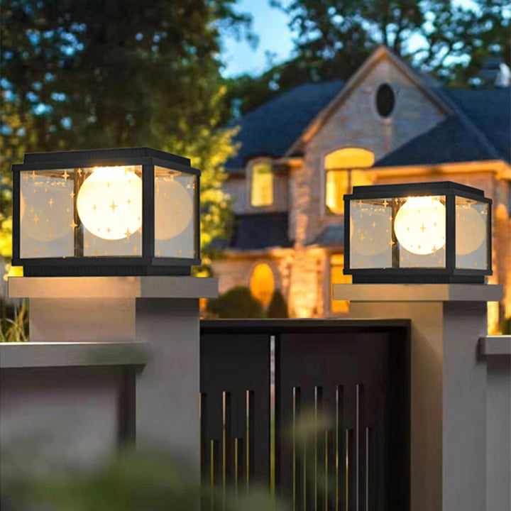 Modern Minimalist Aluminum &amp; Glass Solar Powered LED Square Outdoor Light For Garden &amp; Yard