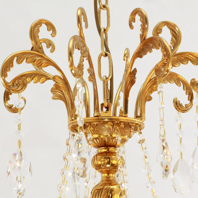 Traditional European Brass Crystal Candle-shaped 6/8/10 Light Chandelier For Living Room & Bedroom