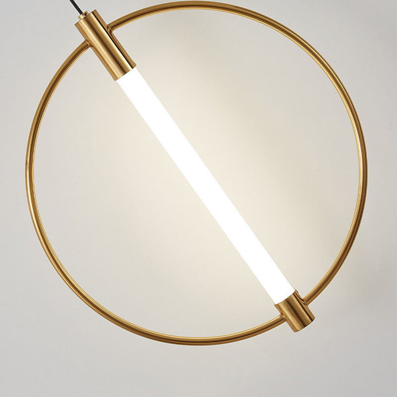 Lustre LED rond en métal et acrylique minimaliste moderne pour chambre, salon et salle à manger 