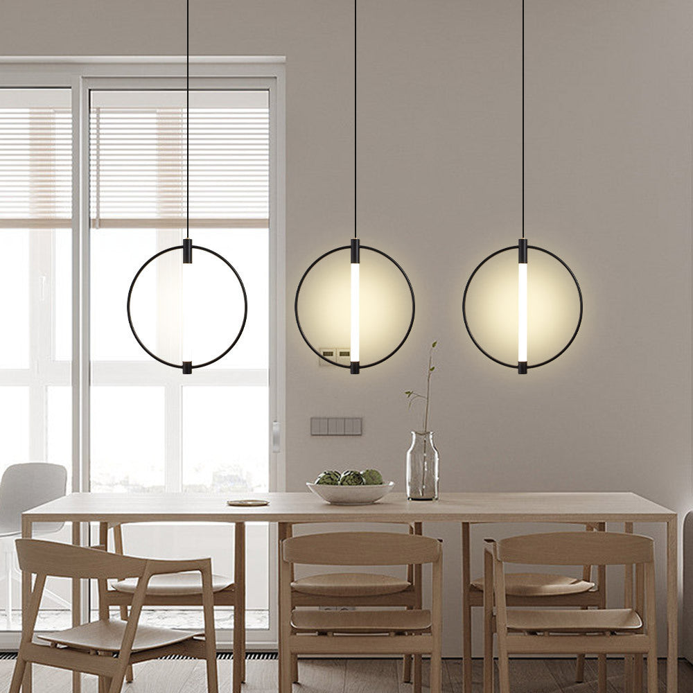 Lustre LED rond en métal et acrylique minimaliste moderne pour chambre, salon et salle à manger 