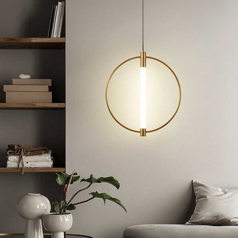Lustre LED rond en métal et acrylique minimaliste moderne pour chambre, salon et salle à manger 