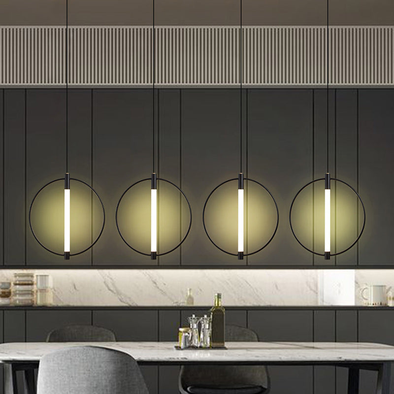 Modern Minimalist Metal And Acrylic Round LED Pendant Light For Bedroom, Living Room & Dining Area