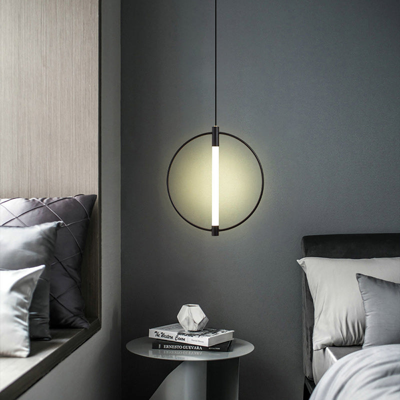 Modern Minimalist Metal And Acrylic Round LED Pendant Light For Bedroom, Living Room & Dining Area