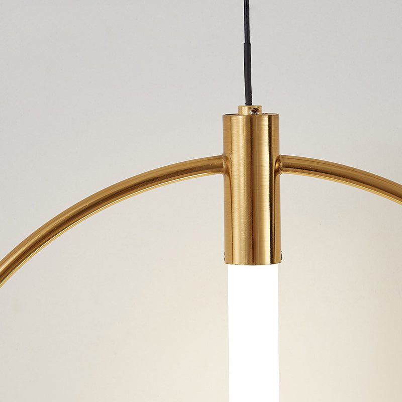 Modern Minimalist Metal And Acrylic Round LED Pendant Light For Bedroom, Living Room & Dining Area