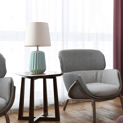 Contemporary Nordic Ceramic And Fabric 1-Light Table Lamp With Soft, Even Light For Bedroom & Living Room