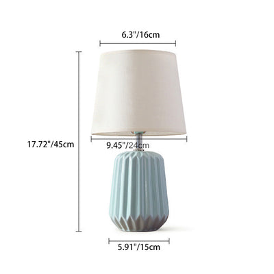 Contemporary Nordic Ceramic And Fabric 1-Light Table Lamp With Soft, Even Light For Bedroom & Living Room