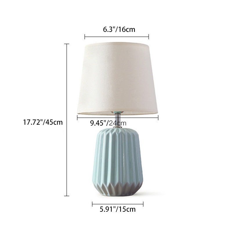 Contemporary Nordic Ceramic And Fabric 1-Light Table Lamp With Soft, Even Light For Bedroom & Living Room