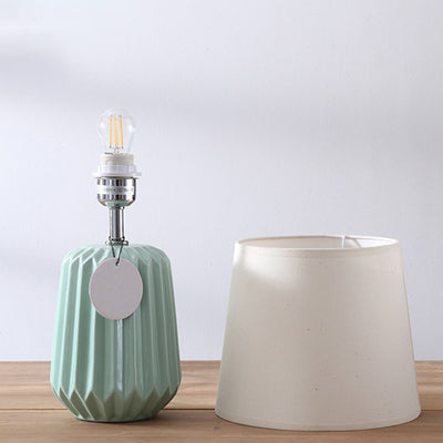 Contemporary Nordic Ceramic And Fabric 1-Light Table Lamp With Soft, Even Light For Bedroom & Living Room