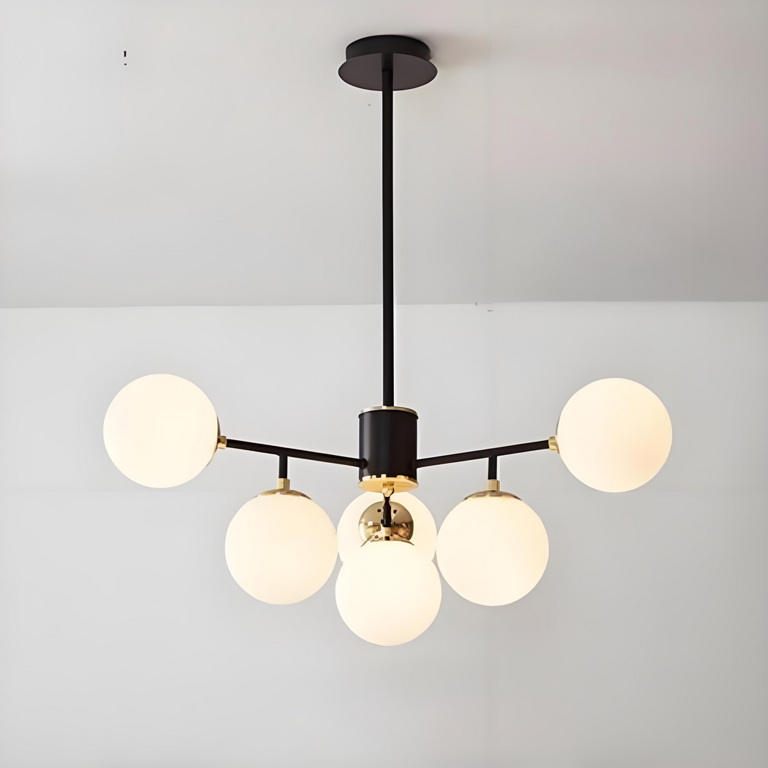 Zeitgenössischer nordischer Eisen-Glas-Rund-Kronleuchter mit 6/8/10 Lichtern für Schlafzimmer und Wohnzimmer 