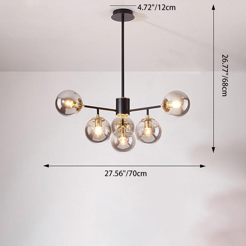 Zeitgenössischer nordischer Eisen-Glas-Rund-Kronleuchter mit 6/8/10 Lichtern für Schlafzimmer und Wohnzimmer 