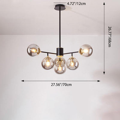 Contemporary Nordic Iron Glass Round 6/8/10-Light Chandelier For Bedroom And Living Room