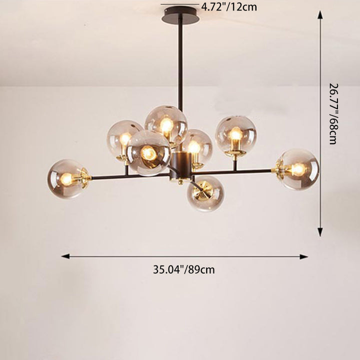 Zeitgenössischer nordischer Eisen-Glas-Rund-Kronleuchter mit 6/8/10 Lichtern für Schlafzimmer und Wohnzimmer 