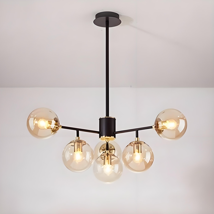 Zeitgenössischer nordischer Eisen-Glas-Rund-Kronleuchter mit 6/8/10 Lichtern für Schlafzimmer und Wohnzimmer 