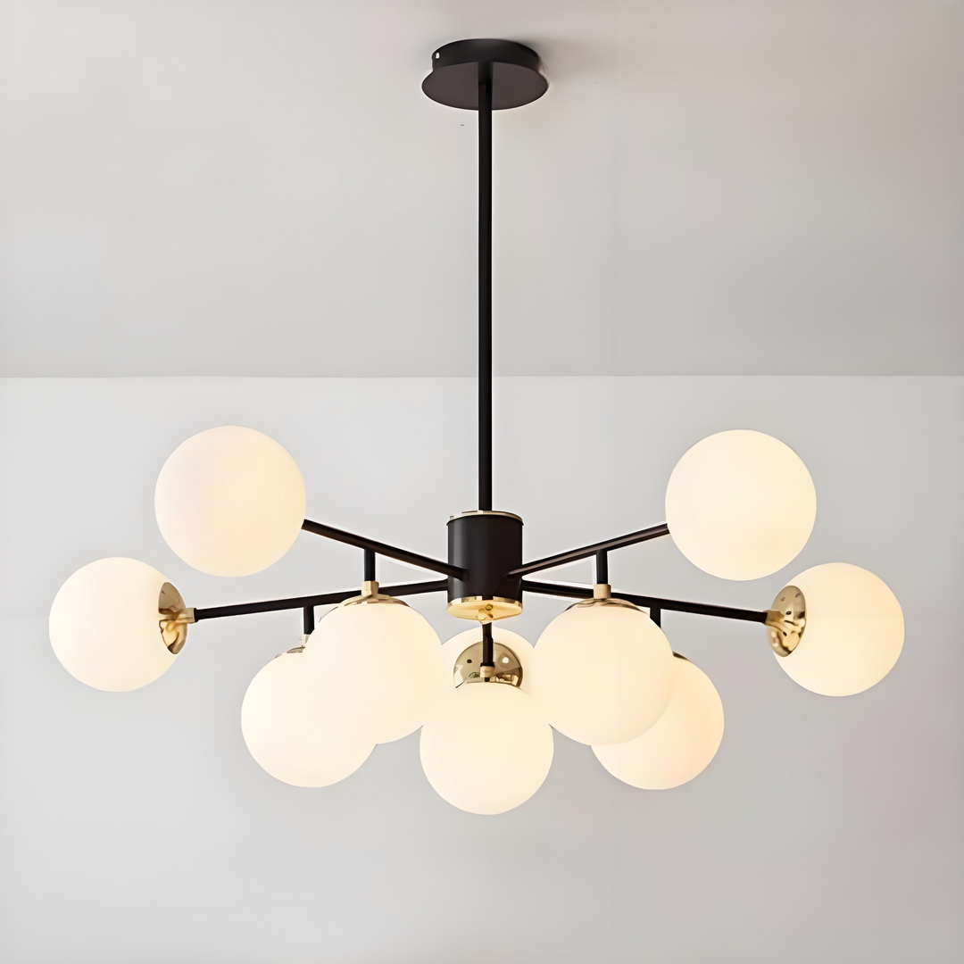 Zeitgenössischer nordischer Eisen-Glas-Rund-Kronleuchter mit 6/8/10 Lichtern für Schlafzimmer und Wohnzimmer 