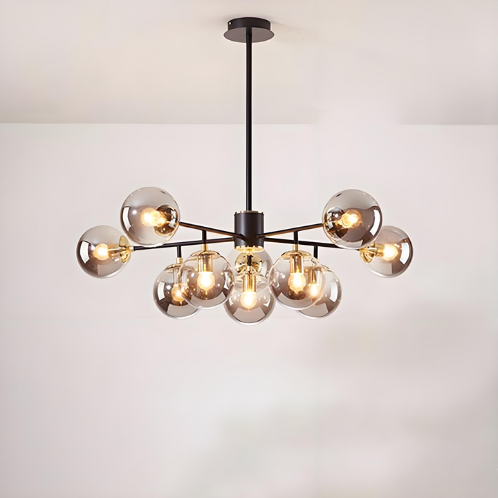 Zeitgenössischer nordischer Eisen-Glas-Rund-Kronleuchter mit 6/8/10 Lichtern für Schlafzimmer und Wohnzimmer 