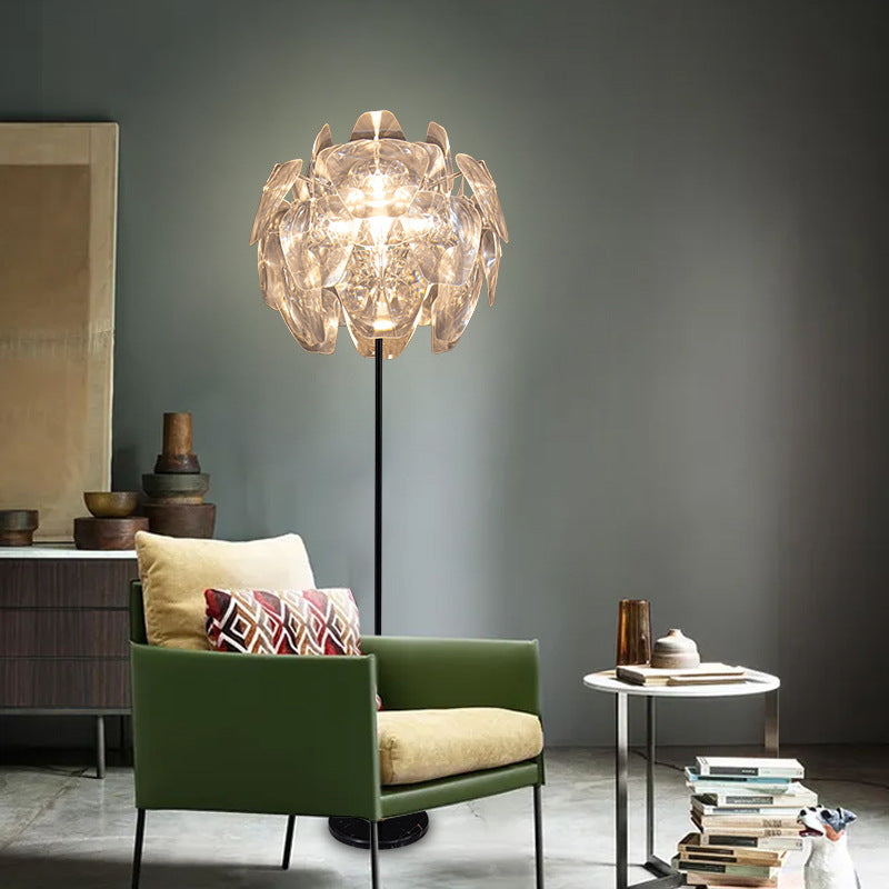 Contemporary Creative Metal PVC Irregular Globe 1-Light Standing Floor Lamp For Bedroom And Living Room