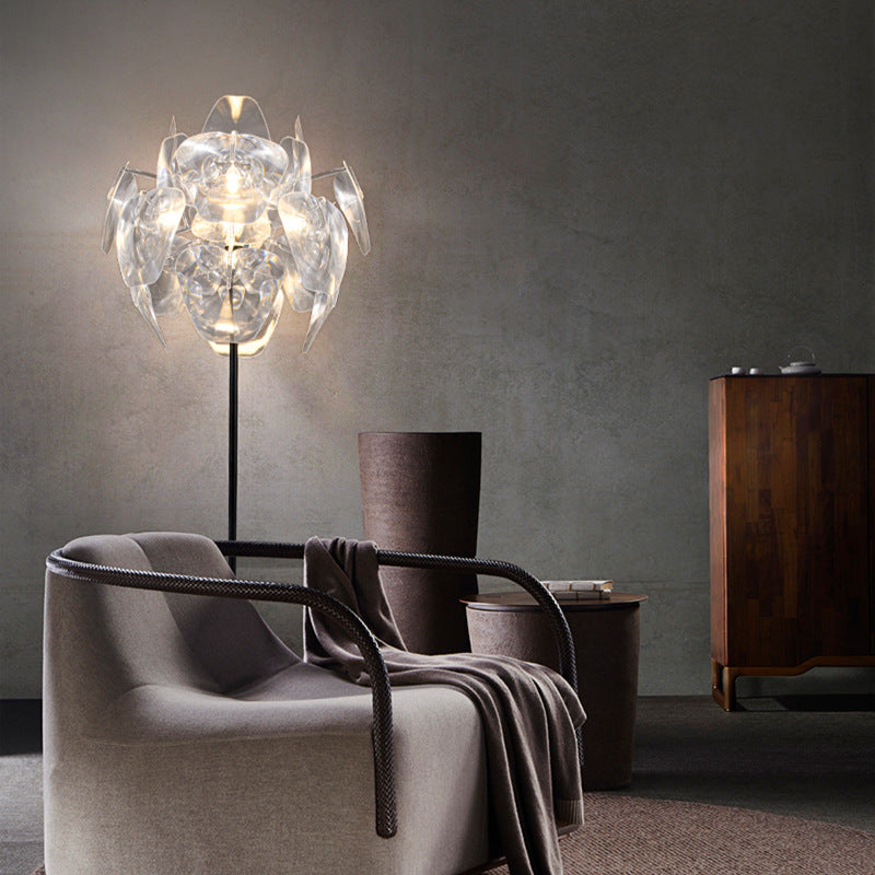 Contemporary Creative Metal PVC Irregular Globe 1-Light Standing Floor Lamp For Bedroom And Living Room