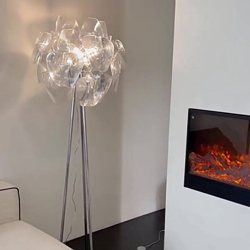Contemporary Creative Metal PVC Irregular Round 1-Light Standing Floor Lamp For Bedroom And Living Room