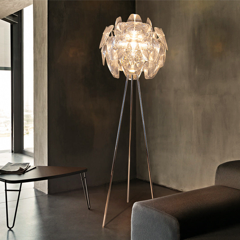 Contemporary Creative Metal PVC Irregular Round 1-Light Standing Floor Lamp For Bedroom And Living Room