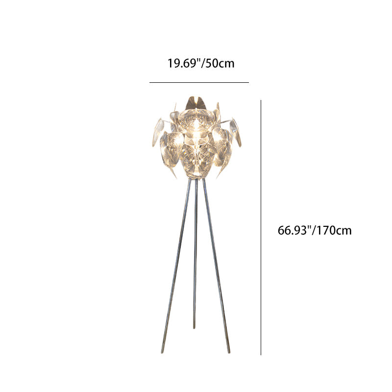 Contemporary Creative Metal PVC Irregular Round 1-Light Standing Floor Lamp For Bedroom And Living Room