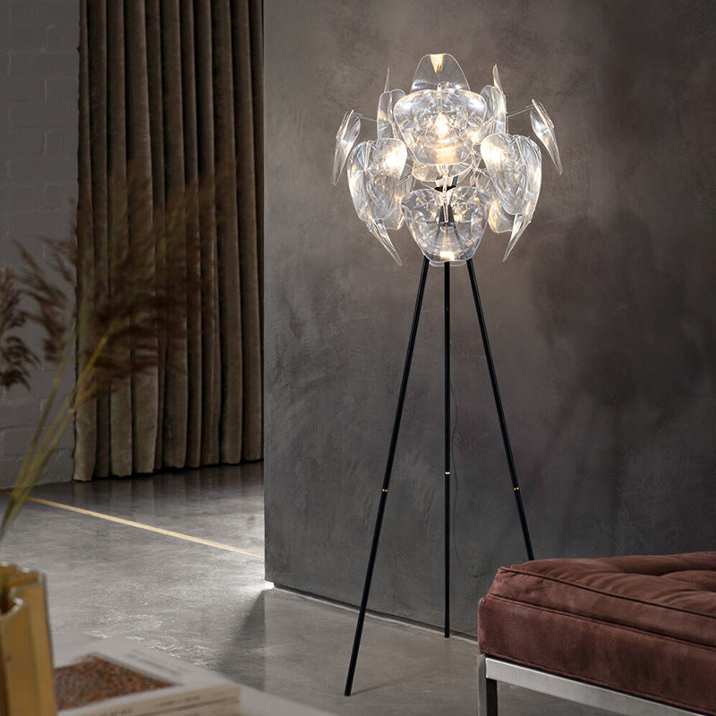 Contemporary Creative Metal PVC Irregular Round 1-Light Standing Floor Lamp For Bedroom And Living Room