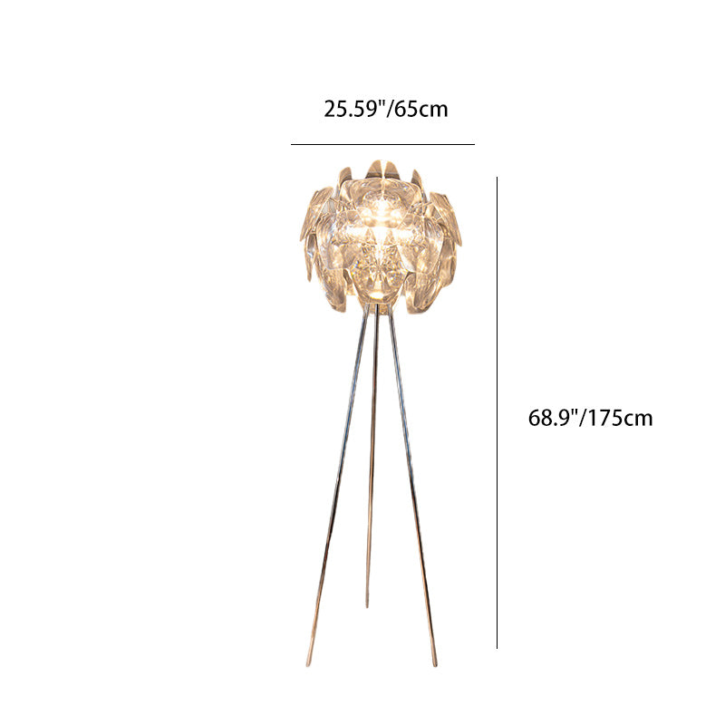Contemporary Creative Metal PVC Irregular Round 1-Light Standing Floor Lamp For Bedroom And Living Room