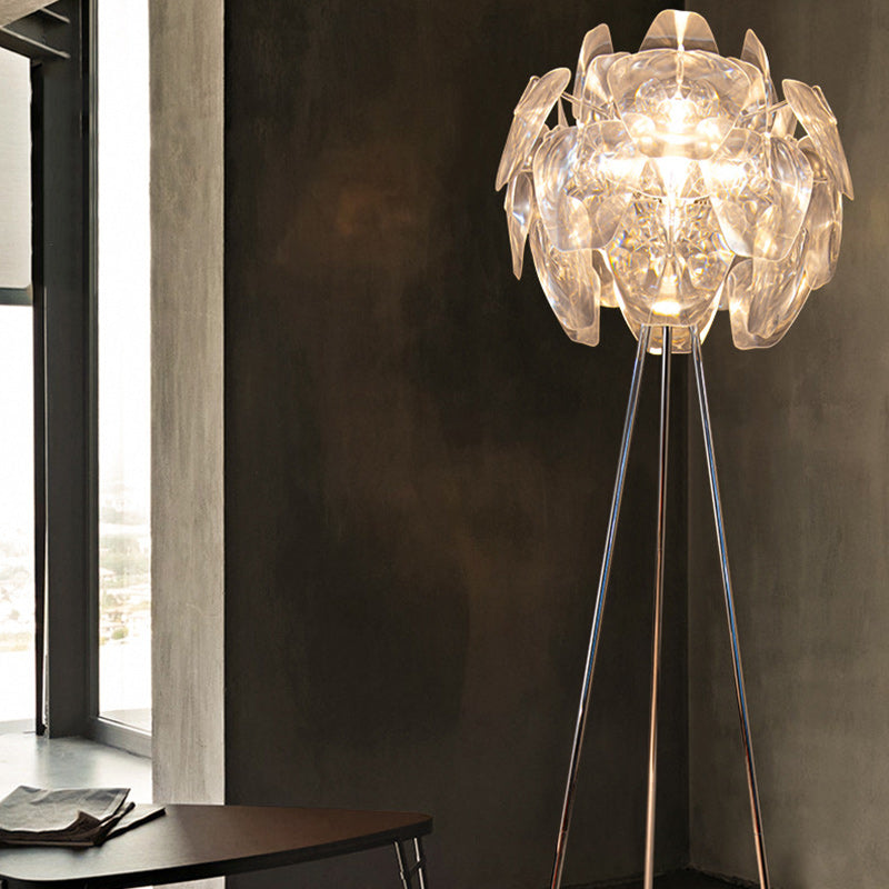 Contemporary Creative Metal PVC Irregular Round 1-Light Standing Floor Lamp For Bedroom And Living Room