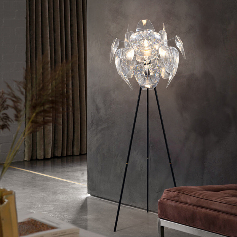 Contemporary Creative Metal PVC Irregular Round 1-Light Standing Floor Lamp For Bedroom And Living Room