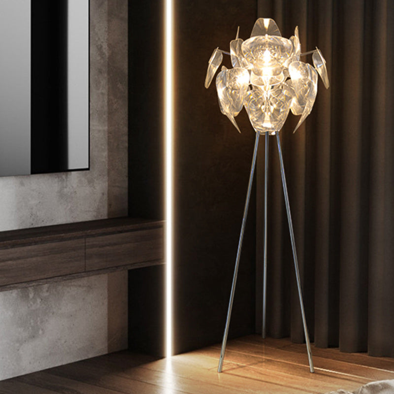 Contemporary Creative Metal PVC Irregular Round 1-Light Standing Floor Lamp For Bedroom And Living Room