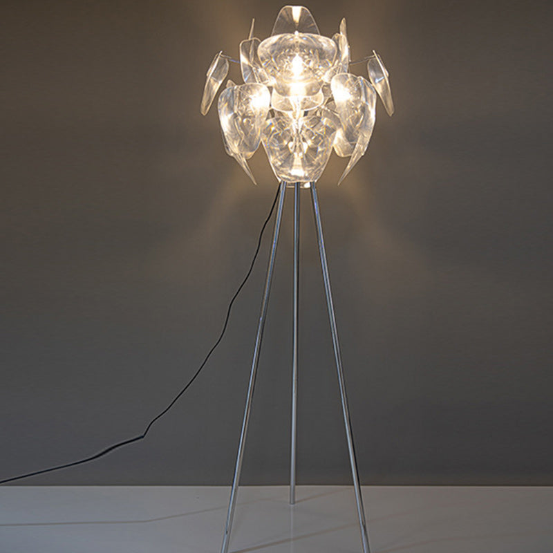 Contemporary Creative Metal PVC Irregular Round 1-Light Standing Floor Lamp For Bedroom And Living Room