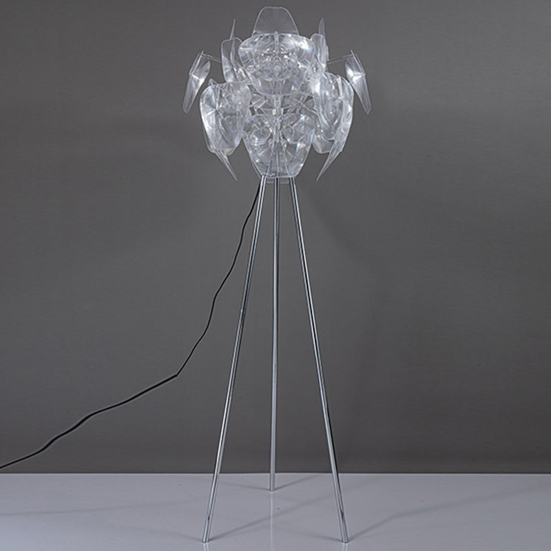 Contemporary Creative Metal PVC Irregular Round 1-Light Standing Floor Lamp For Bedroom And Living Room