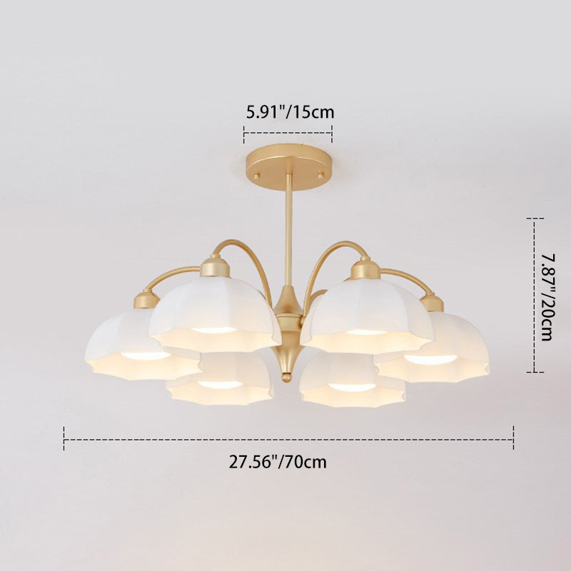 Contemporary Nordic Iron Glass Floral Shade 6/8/10-Light Chandelier For Bedroom And Living Room