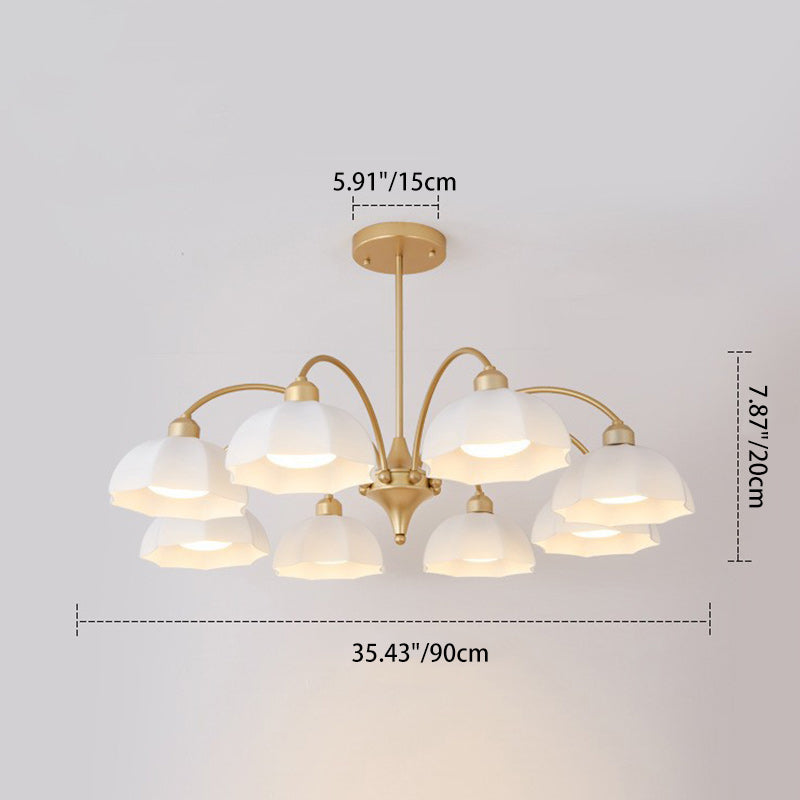 Contemporary Nordic Iron Glass Floral Shade 6/8/10-Light Chandelier For Bedroom And Living Room