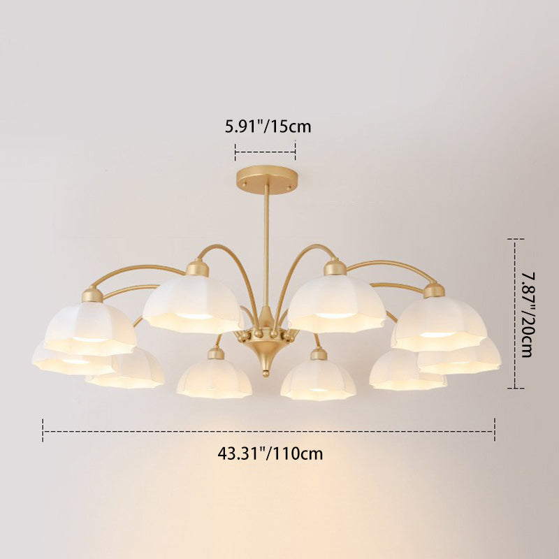 Lustre contemporain nordique en verre de fer avec abat-jour floral 6/8/10 lumières pour chambre et salon 