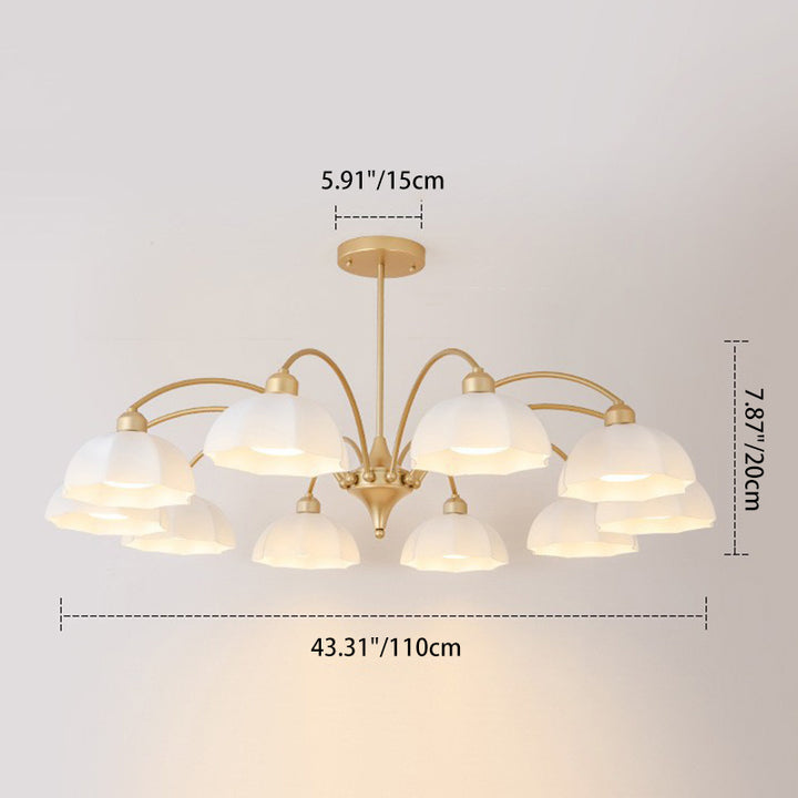Lustre contemporain nordique en verre de fer avec abat-jour floral 6/8/10 lumières pour chambre et salon 