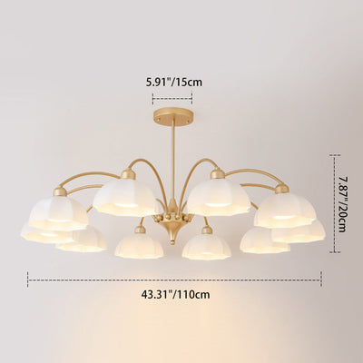 Contemporary Nordic Iron Glass Floral Shade 6/8/10-Light Chandelier For Bedroom And Living Room