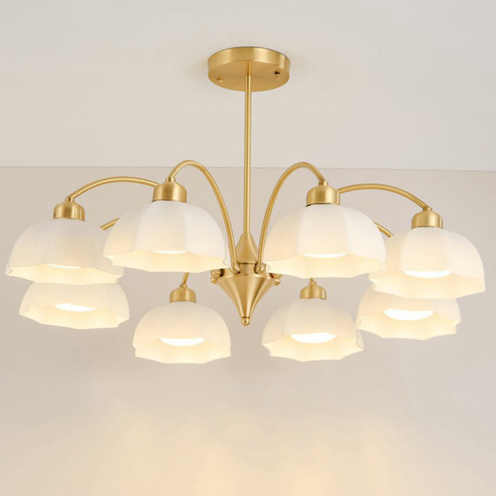 Lustre contemporain nordique en verre de fer avec abat-jour floral 6/8/10 lumières pour chambre et salon 
